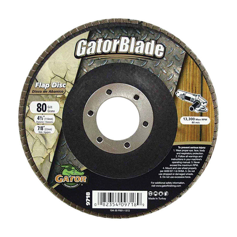 GATOR - Gator 4-1/2 in. D X 7/8 in. Zirconia Aluminum Oxide Flap Disc 80 Grit 1 pk