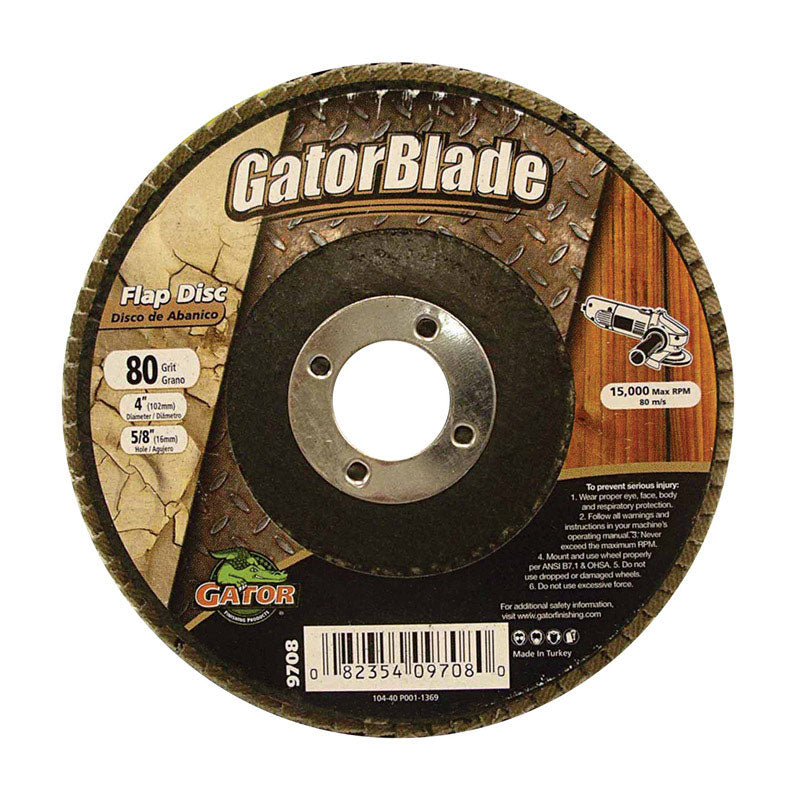 GATOR - Gator 4 in. D X 5/8 in. Aluminum Oxide Flap Disc 80 Grit 1 pk