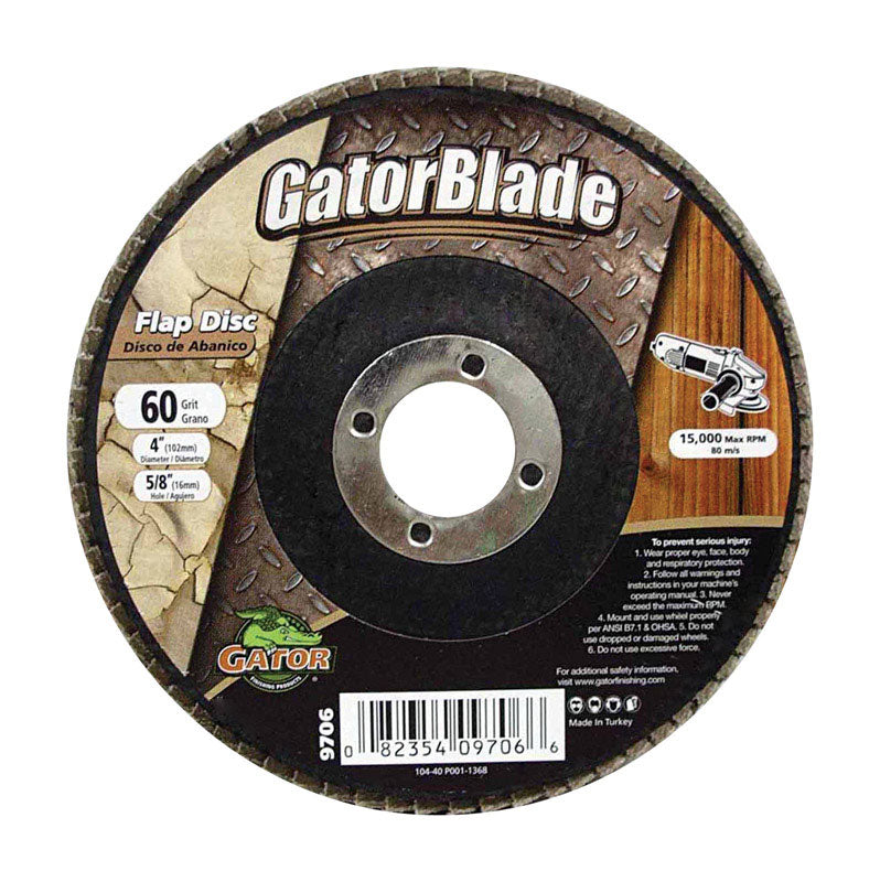 GATOR - Gator 4 in. D X 5/8 in. Aluminum Oxide Flap Disc 60 Grit 1 pk