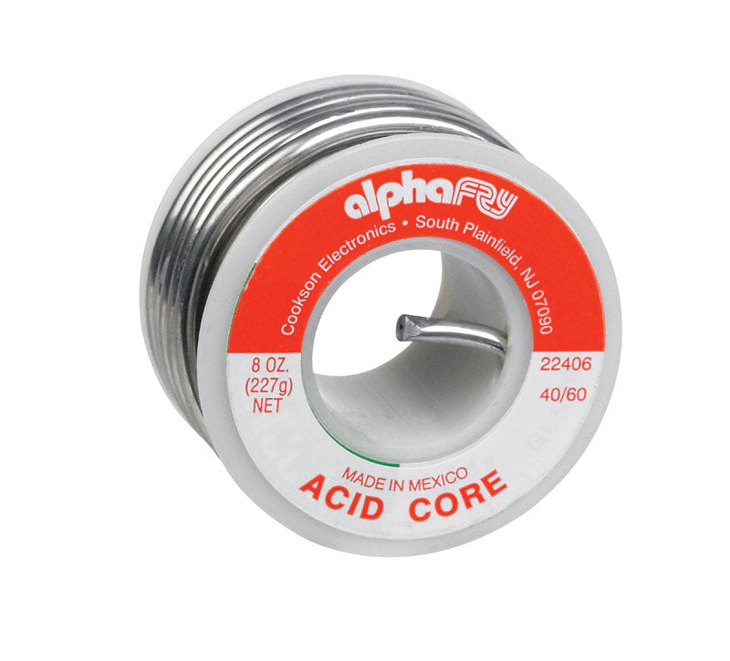 ALPHA FRY - Alpha Fry 8 oz Acid Core Wire Solder 0.125 in. D Tin/Lead 40/60 1 pc