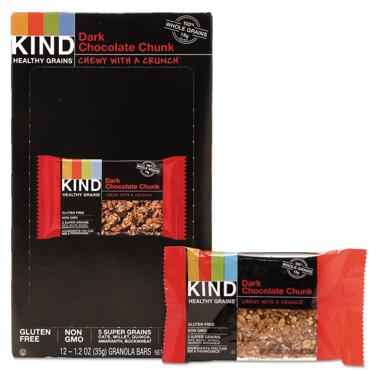 KIND - Healthy Grains Bar, Dark Chocolate Chunk, 1.2 oz, 12/Box