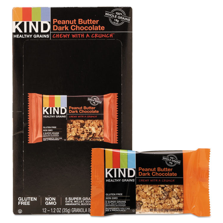 KIND - Healthy Grains Bar, Peanut Butter Dark Chocolate, 1.2 oz, 12/Box