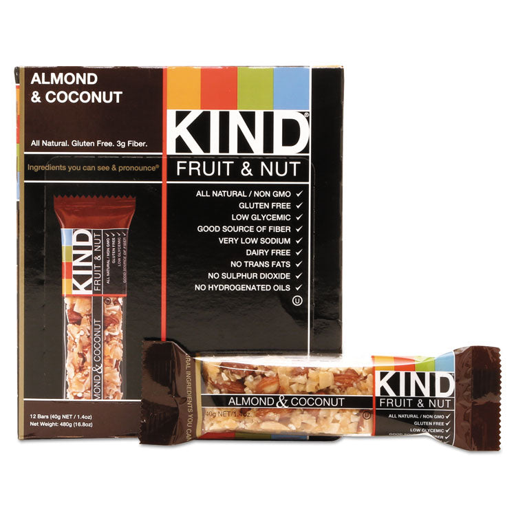 KIND - Fruit and Nut Bars, Almond and Coconut, 1.4 oz, 12/Box