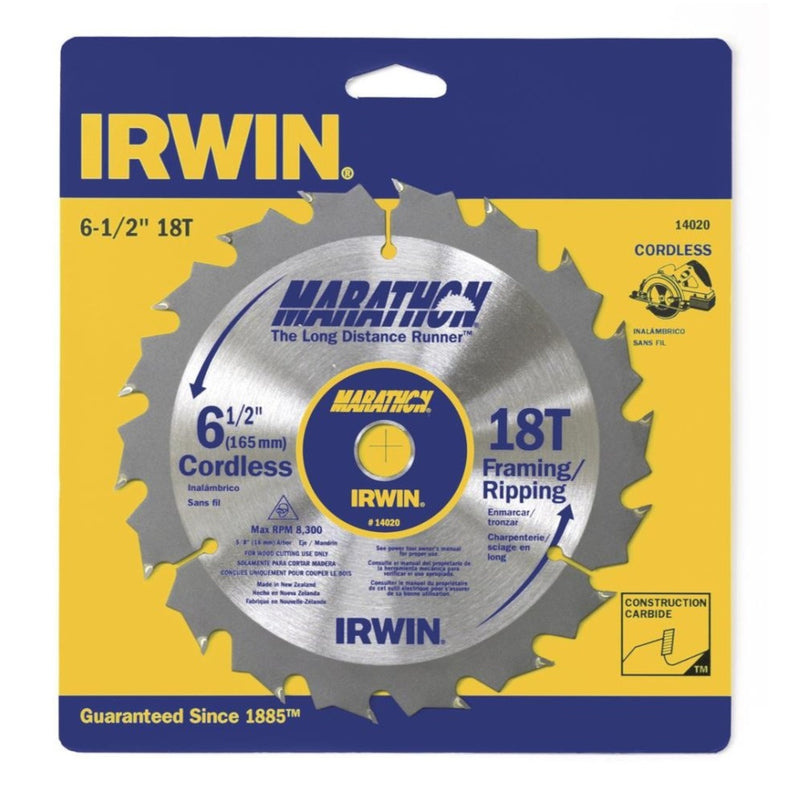 IRWIN - Irwin Marathon 6-1/2 in. D X 5/8 in. Classic Carbide Circular Saw Blade 18 teeth 1 pk