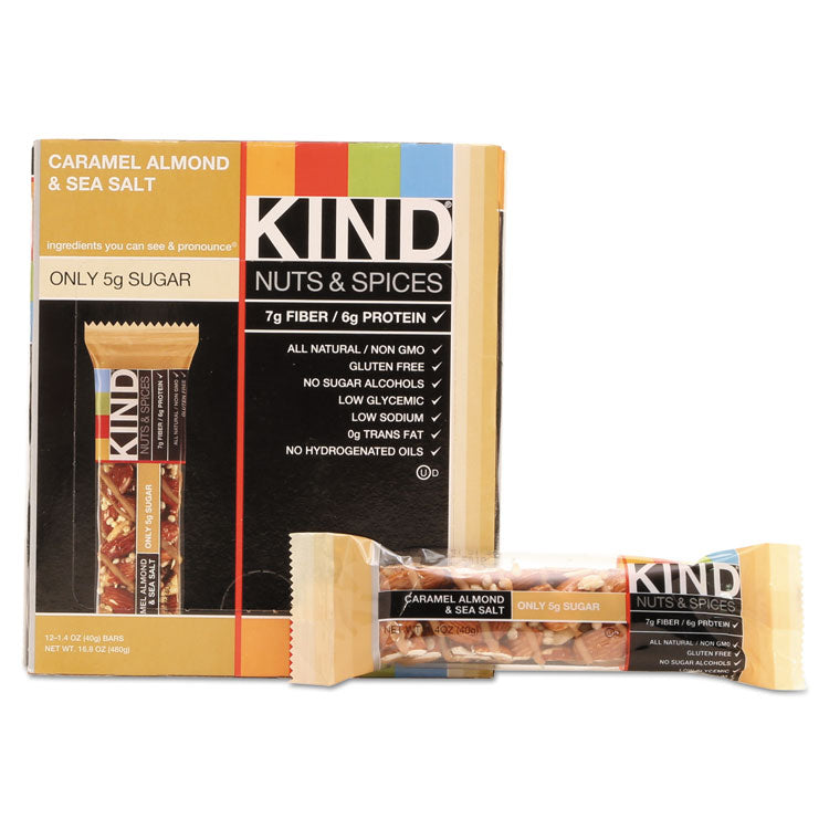 KIND - Nuts and Spices Bar, Caramel Almond and Sea Salt, 1.4 oz Bar, 12/Box