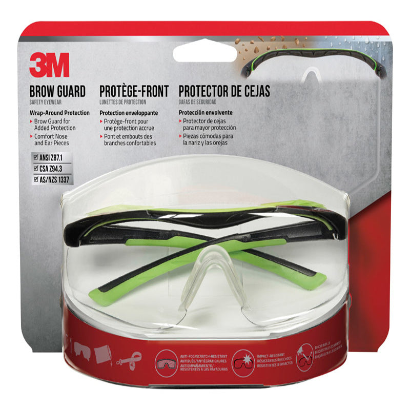 3M - 3M Anti-Fog Safety Glasses Clear Lens Black/Green Frame 1 pc