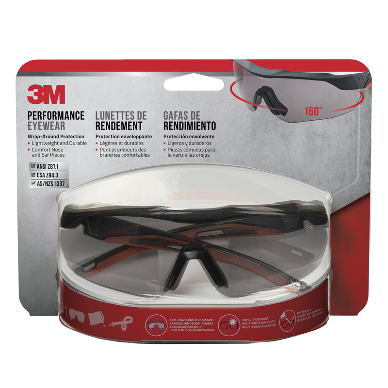 3M - 3M Anti-Fog Safety Glasses Gray Lens Black/Red Frame 1 pc