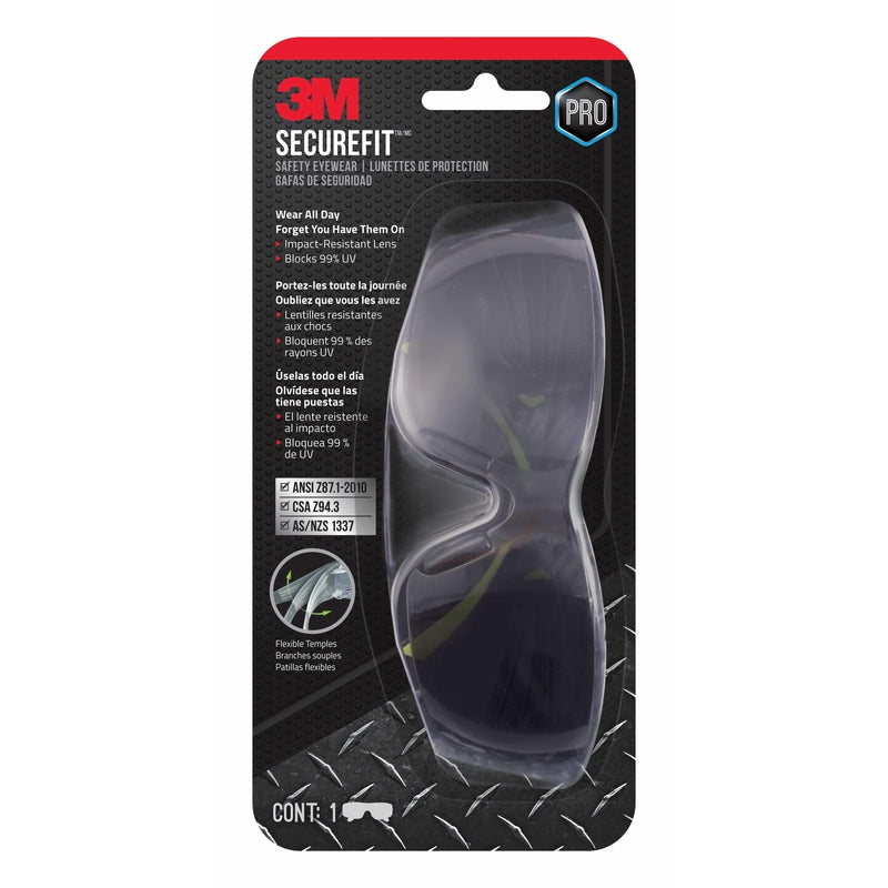 3M - 3M SecureFit Anti-Fog Safety Glasses Gray Lens Black Frame 1 pc