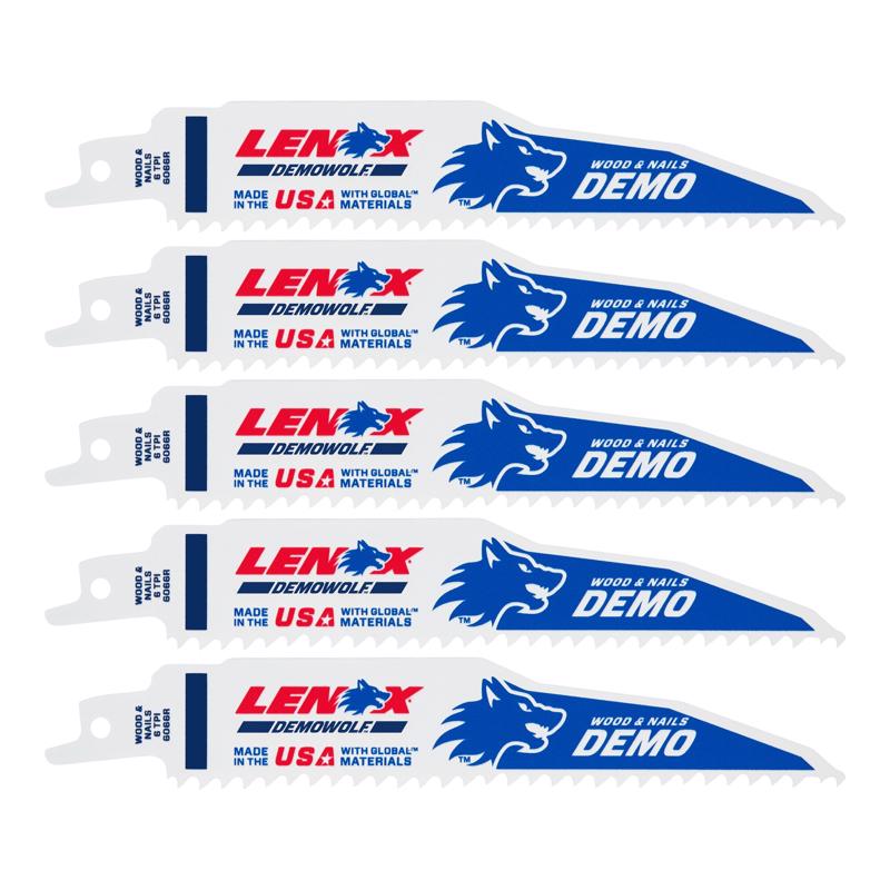 LENOX - LENOX DEMOWOLF 6 in. Bi-Metal Reciprocating Saw Blade 6 TPI 5 pk