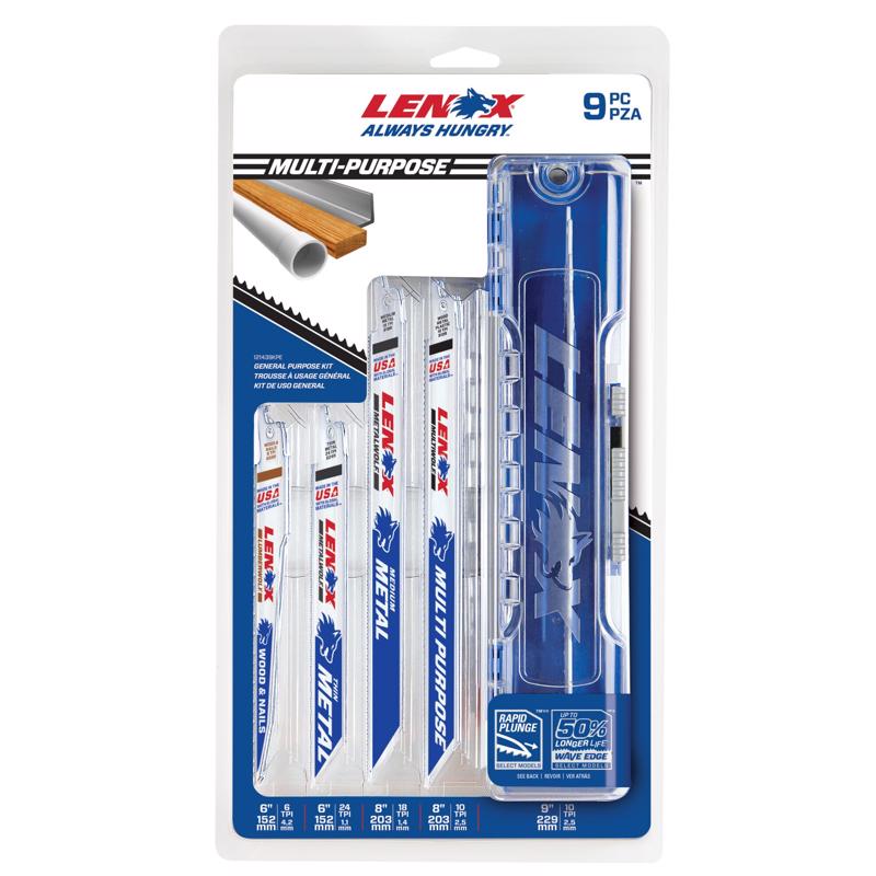 LENOX - LENOX 6, 8 and 9 in. Bi-Metal Reciprocating Saw Blade Set Multi TPI 9 pk