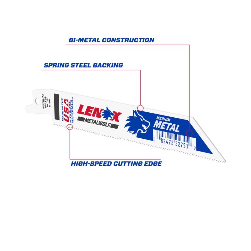 LENOX - LENOX METALWOLF 6 in. Bi-Metal WAVE EDGE Reciprocating Saw Blade 18 TPI 1 blade - Case of 50