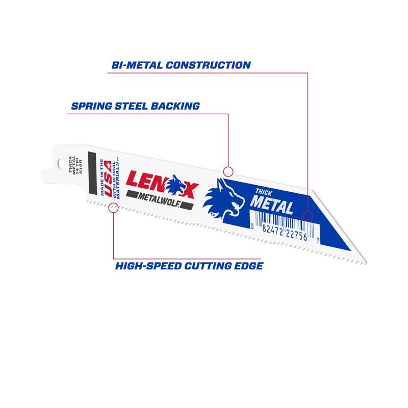 LENOX - LENOX METALWOLF 6 in. Bi-Metal WAVE EDGE Reciprocating Saw Blade 14 TPI 1 blade - Case of 50