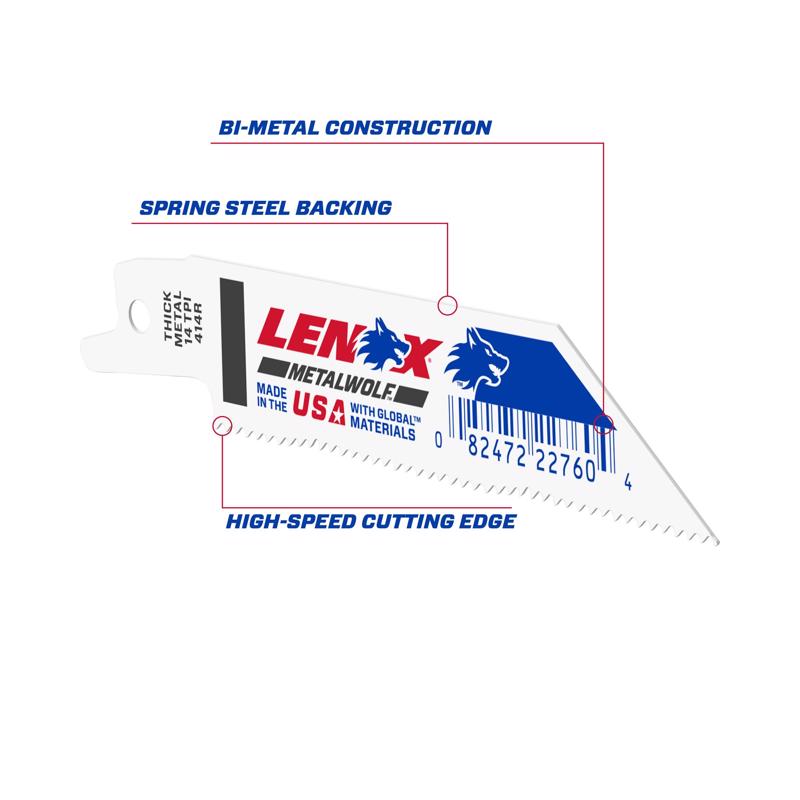 LENOX - LENOX METALWOLF 4 in. Bi-Metal WAVE EDGE Reciprocating Saw Blade 14 TPI 1 blade - Case of 50