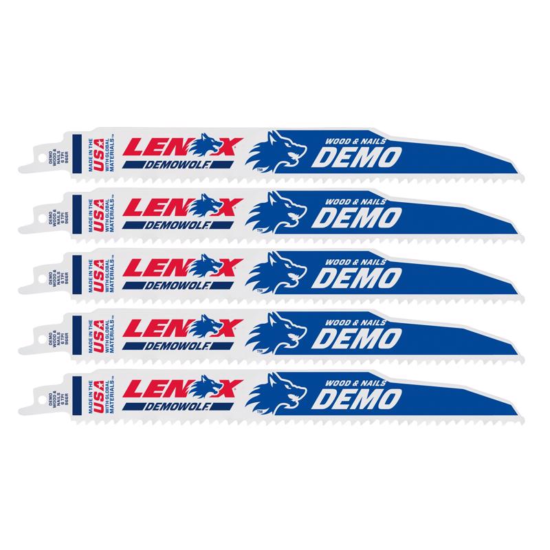 LENOX - LENOX DEMOWOLF 9 in. Bi-Metal Reciprocating Saw Blade 6 TPI 5 pk