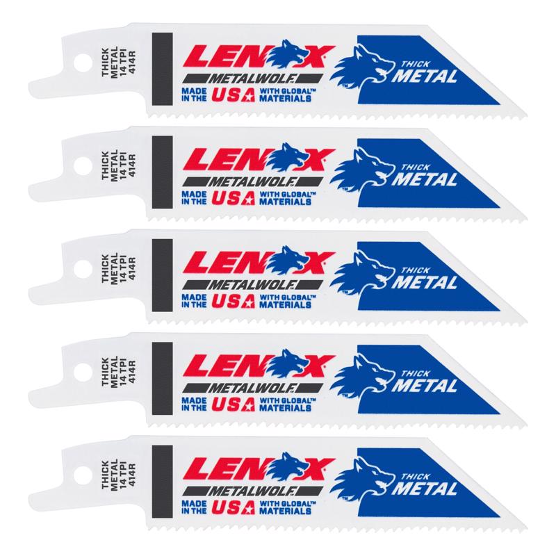 LENOX - LENOX METALWOLF 4 in. Bi-Metal WAVE EDGE Reciprocating Saw Blade 14 TPI 5 pk