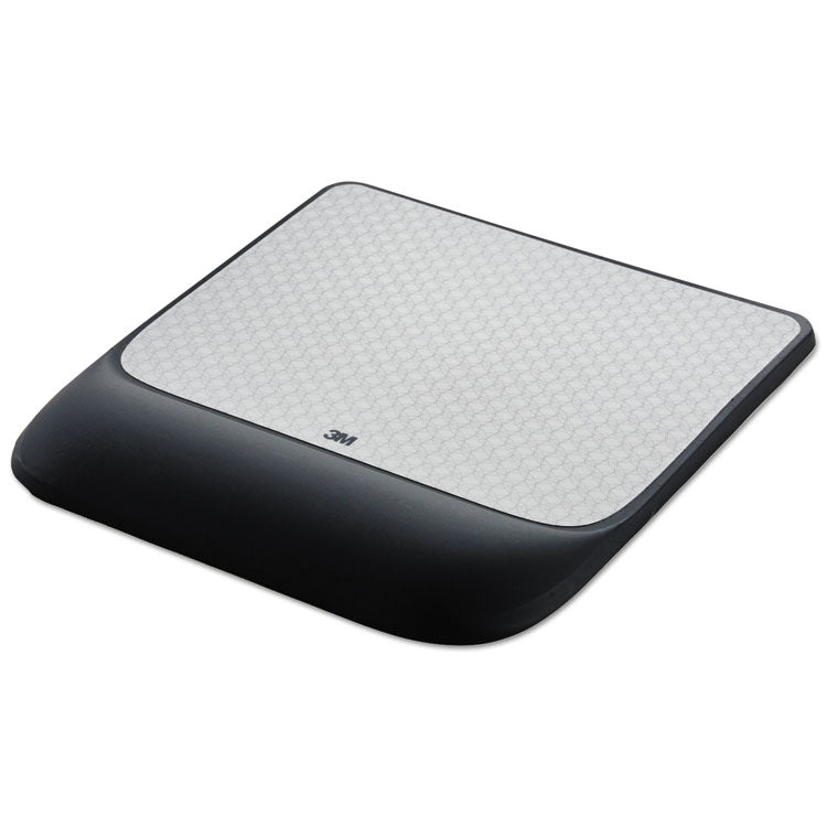 3M - Mouse Pad with Precise Mousing Surface and Gel Wrist Rest, 8.5 x 9, Gray/Black