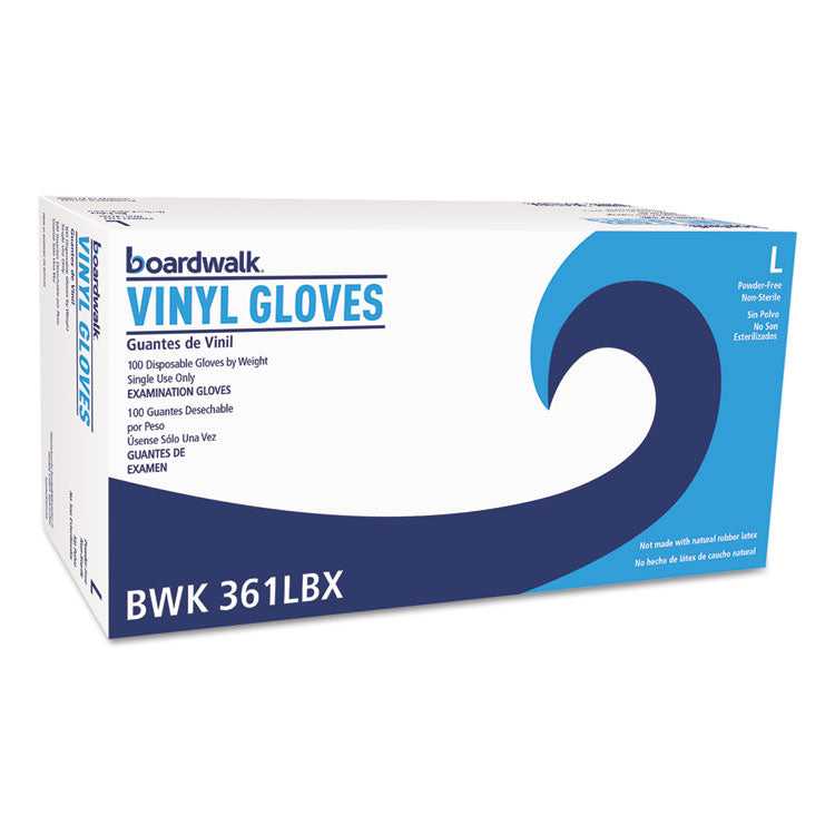 Boardwalk - Exam Vinyl Gloves, Clear, Large, 3 3/5 mil, 100/Box, 10 Boxes/Carton