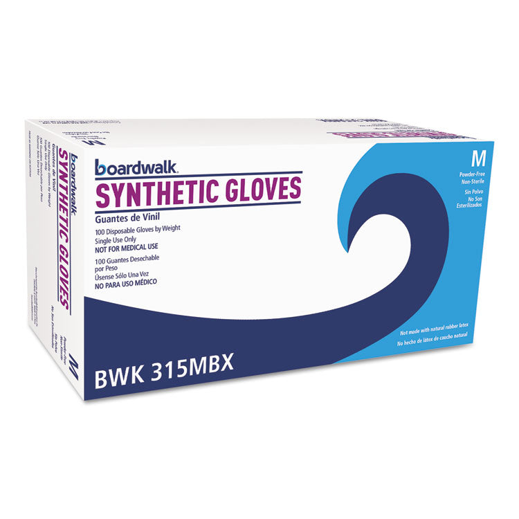 Boardwalk - Powder-Free Synthetic Vinyl Gloves, Medium, Beige, 4 mil, 100/Box