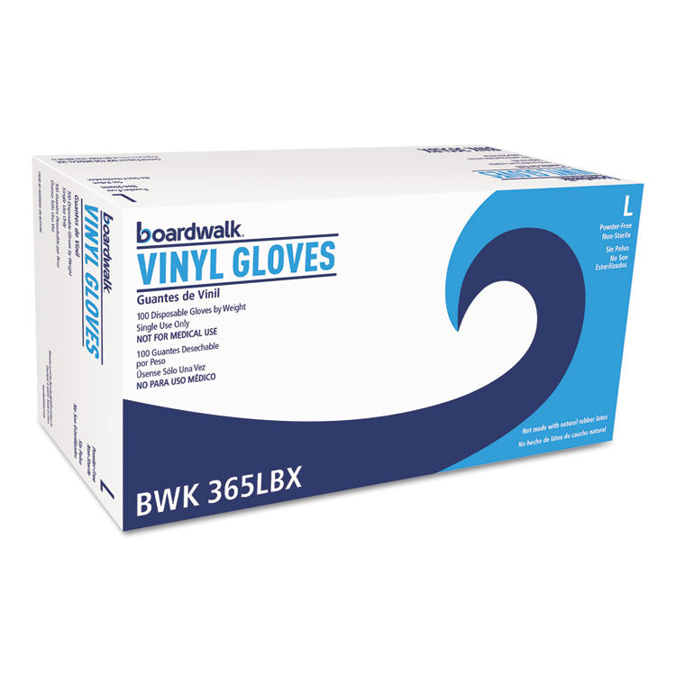 Boardwalk - General Purpose Vinyl Gloves, Powder/Latex-Free, 2 3/5 mil, Large, Clear, 100/Box, 10 Boxes/Carton