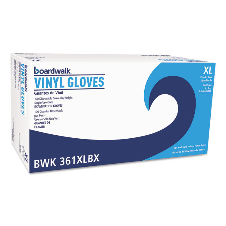 Boardwalk - Exam Vinyl Gloves, Clear, X-Large, 3 3/5 mil, 100/Box, 10 Boxes/Carton