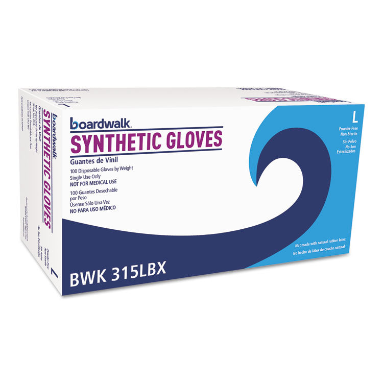 Boardwalk - Powder-Free Synthetic Vinyl Gloves, Large, Cream, 4 mil, 1000/Carton