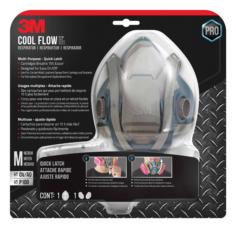 3M - 3M P100 Multi-Purpose Half Face Respirator Pro-Series Blue M 1 pc