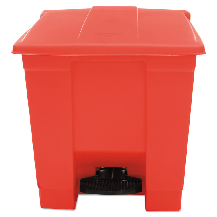 Rubbermaid Commercial - Indoor Utility Step-On Waste Container, 8 gal, Plastic, Red