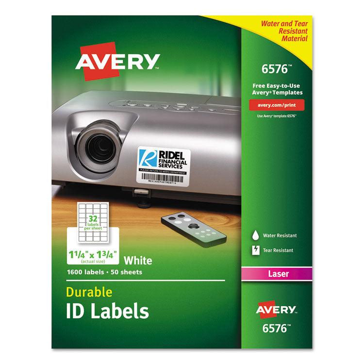 Avery - Durable Permanent ID Labels with TrueBlock Technology, Laser Printers, 1.25 x 1.75, White, 32/Sheet, 50 Sheets/Pack