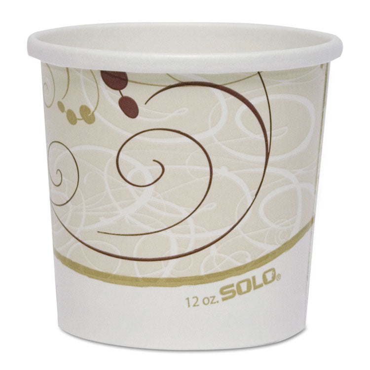 Dart - Double Poly Paper Food Containers, 12 oz, 3.6 Diameter x 3.3 h, Symphony Design, 25/Pack, 20 Packs/Carton