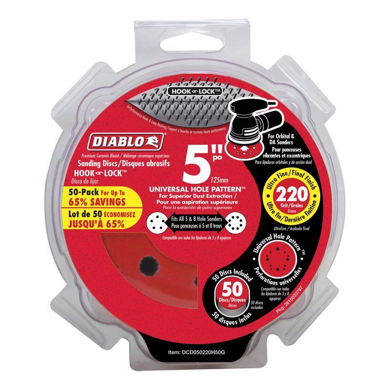 DIABLO - Diablo 5 in. Ceramic Blend Hook and Lock Sanding Disc 220 Grit Ultra Fine 50 pk