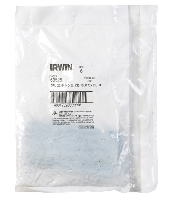 IRWIN - Irwin 25/64 in. X 5-1/8 in. L High Speed Steel Drill Bit Straight Shank 1 pc - Case of 6 [63525ZR]