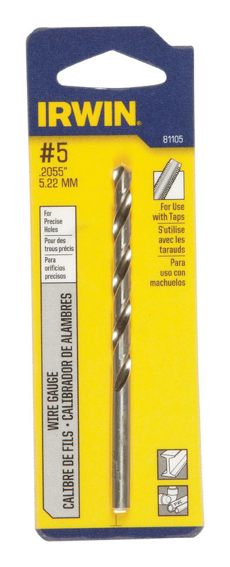 IRWIN - Irwin #5 X 3-3/4 in. L High Speed Steel Wire Gauge Bit Straight Shank 1 pc