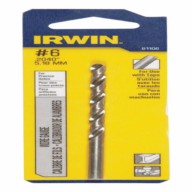 IRWIN - Irwin #6 X 3-3/4 in. L High Speed Steel Wire Gauge Bit Straight Shank 1 pc