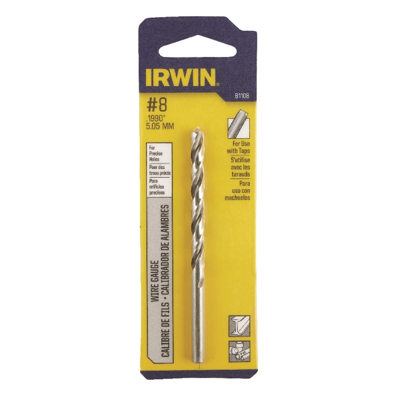 IRWIN - Irwin #8 X 3-5/8 in. L High Speed Steel Jobber Length Wire Gauge Bit Straight Shank 1 pk