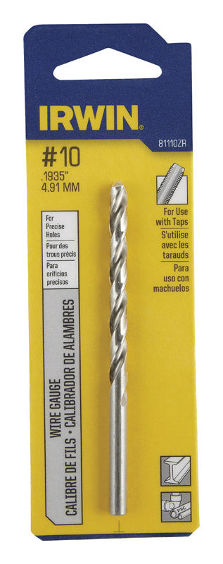 IRWIN - Irwin #10 X 3-5/8 in. L High Speed Steel Jobber Length Wire Gauge Bit Straight Shank 1 pk