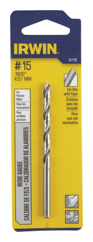 IRWIN - Irwin #15 X 3-3/8 in. L High Speed Steel Wire Gauge Bit Straight Shank 1 pc