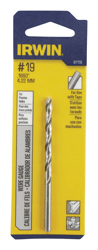 IRWIN - Irwin #19 X 3-1/4 in. L High Speed Steel Jobber Length Wire Gauge Bit Straight Shank 1 pk