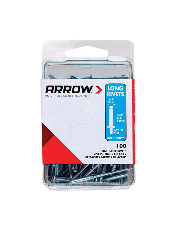 ARROW FASTENER - Arrow 1/8 in. D X 1/2 in. Steel Rivets Silver 100 pk