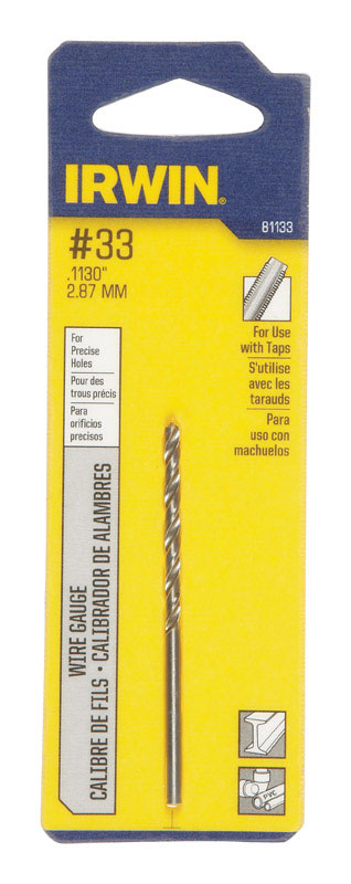 IRWIN - Irwin #33 X 2-5/8 in. L High Speed Steel Jobber Length Wire Gauge Bit Straight Shank 1 pk