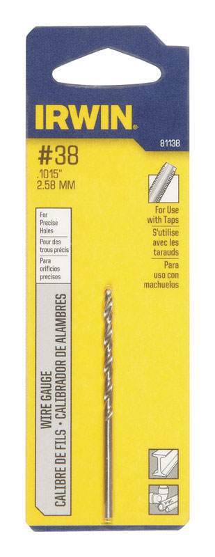 IRWIN - Irwin #38 X 2-1/2 in. L High Speed Steel Jobber Length Wire Gauge Bit Straight Shank 1 pk