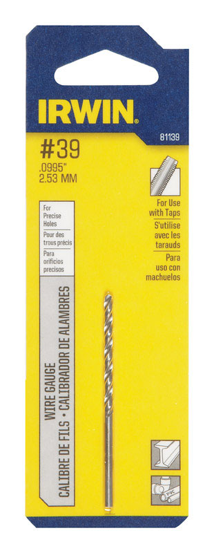 IRWIN - Irwin #39 X 1-3/8 in. L High Speed Steel Jobber Length Wire Gauge Bit Straight Shank 1 pk