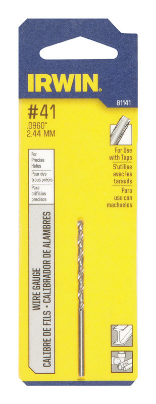 IRWIN - Irwin #41 X 2-3/8 in. L High Speed Steel Jobber Length Wire Gauge Bit Straight Shank 1 pk