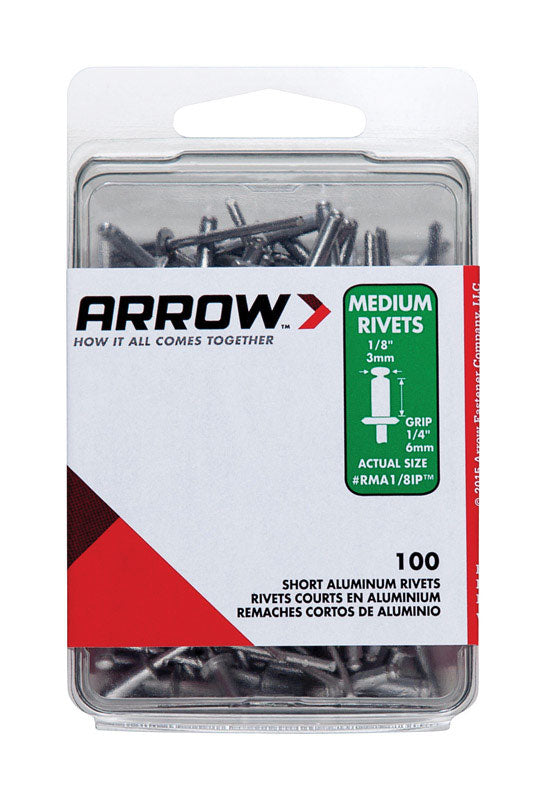 ARROW FASTENER - Arrow 1/8 in. D X 1/4 in. Aluminum Rivets Silver 100 pk