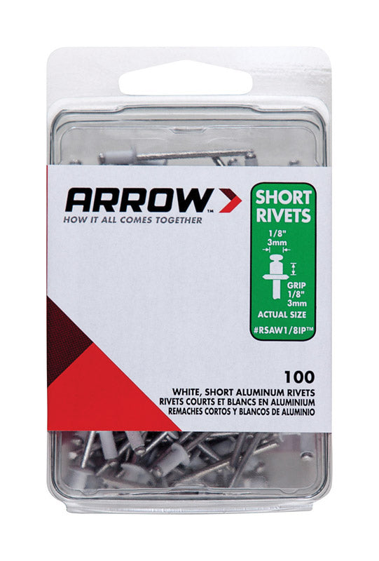 ARROW FASTENER - Arrow 1/8 in. D X 1/8 in. Aluminum Rivets White 100 pk