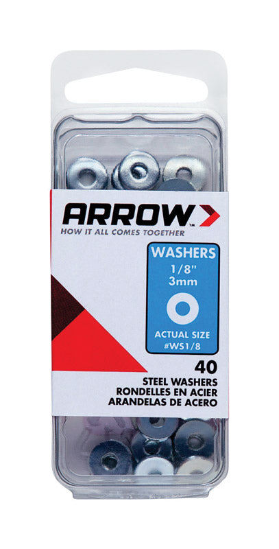 ARROW FASTENER - Arrow 1/8 in. D Steel Flat Washers Silver 40 pk