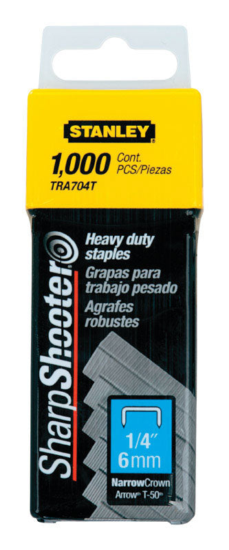 STANLEY - Stanley Sharp Shooter T50 27/64 in. W X 1/4 in. L 24 Ga. Narrow Crown Heavy Duty Staples 1000 pk