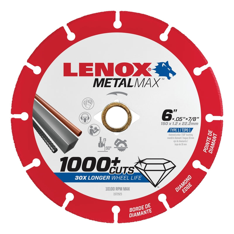 LENOX - Lenox MetalMax 6 in. D X 7/8 in. Diamond/Metal Metal Cut-Off Blade 1 pc