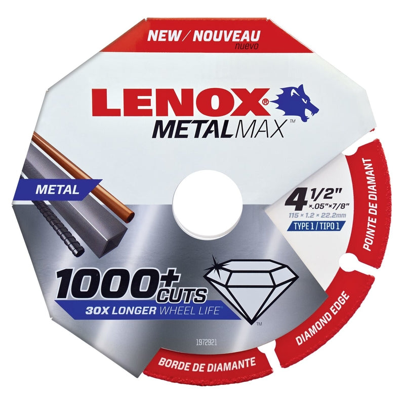 LENOX - Lenox MetalMax 4-1/2 in. D X 7/8 in. Diamond/Metal Cut-Off Wheel 1 pc