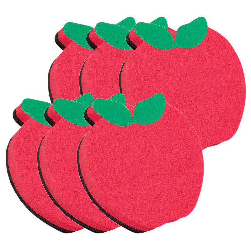 ASHLEY PRODUCTIONS - Magnetic Whiteboard Eraser, Apple, Pack of 6