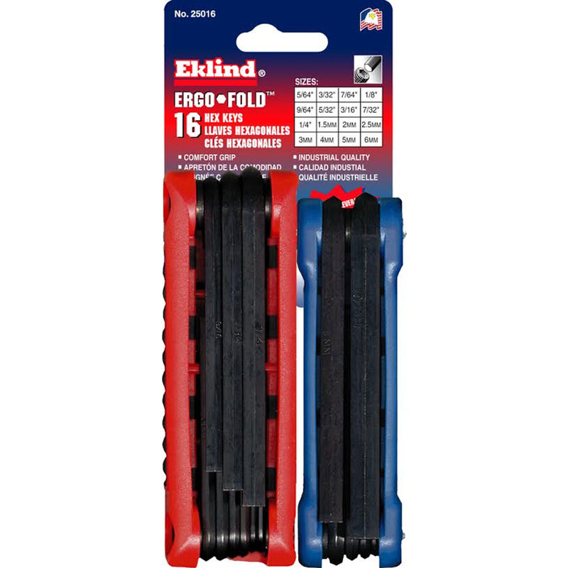 EKLIND - Eklind Ergo-Fold Metric and SAE Fold-Up Hex Key Sets 16 pc